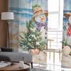 Jul Vinter Strand Snögubbe Gardiner För Vardagsrum Sovrum Heminredning Fönster Voile Tyllgardin Draperier
