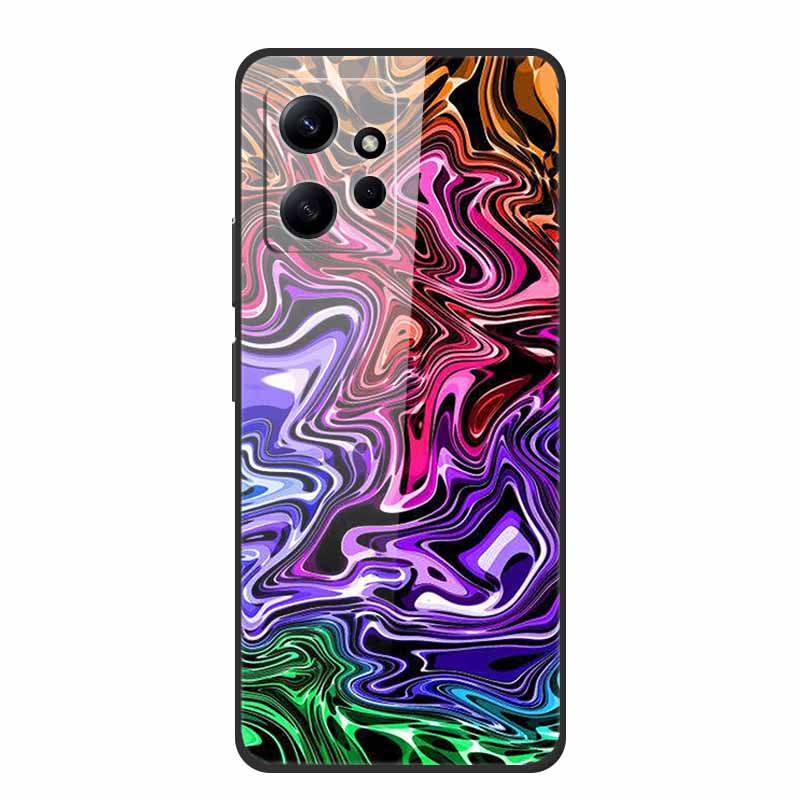 Marble For Redmi Note 12 4G Glass Case Tempered Back Cover Hard Cases For Xiaomi Redmi Note12 4G Protective Shell Colorful Capa