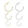 6 Pcs/lot 15-25mm Stainless Steel C-shaped Ear Hoops Small Round Earrings Ear Wires Connector for DIY Jewelry Making Supplies