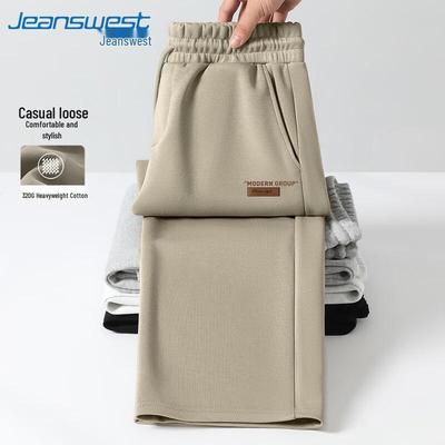 Jeanswest Men's Heavyweight Letter Print Straight Leg Casual Pants