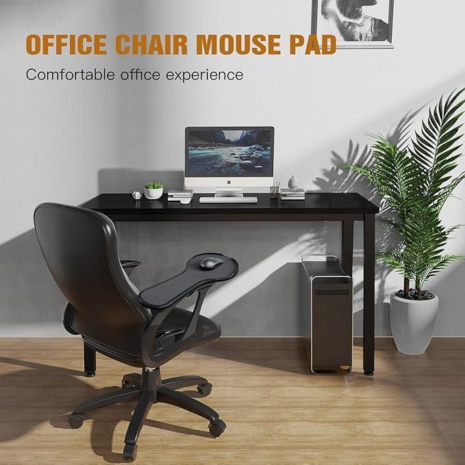 Armrest Mouse Chair Mount Mouse Extension Platform Tray with Mouse Ergonomic Adjustable Pad, Anti-Drop Baffle, (Black)