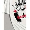 European Size Patterned Portrait Fashion T-Shirt, Men's Casual Sports Loose Short Sleeve Black Shirt with Character Head Portrait