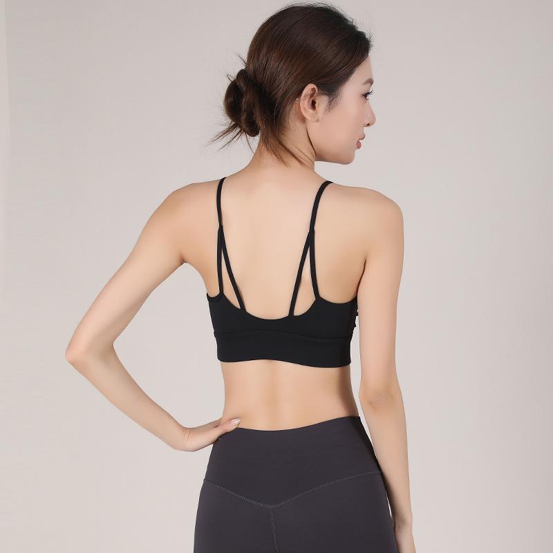 Women's Breathable Shockproof Strappy Back Sports Bra for Yoga & Fitness