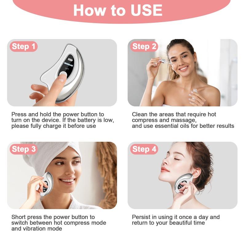 Electric Gua Sha Facial Scraper Microcurrent Neck Massager Vibration Face Lift Firming Skin Care Beauty Tool