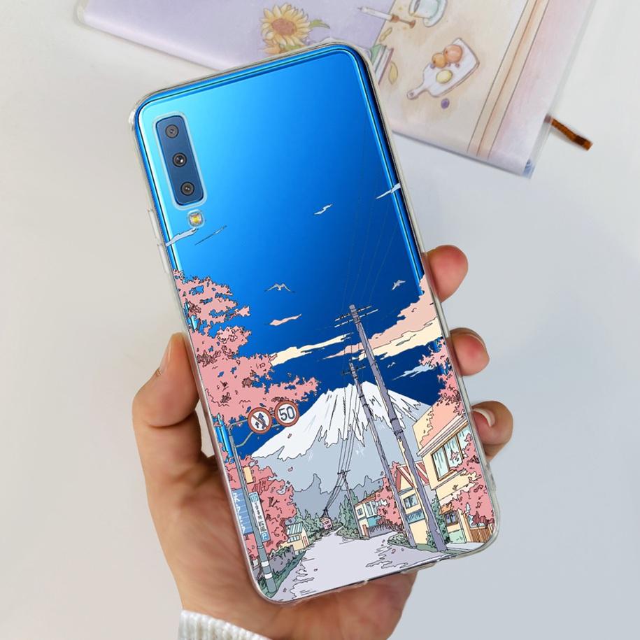For Cover Samsung Galaxy A7 2018 Case New Fashion Flower Bumper Soft Silicone Phone Case For Samsung A7 2018 A750 SM-A750F Coque