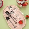 Set of 3 Steel Tea Spoon Small Household Ice Cream Spoons and Fork Kitchenwares
