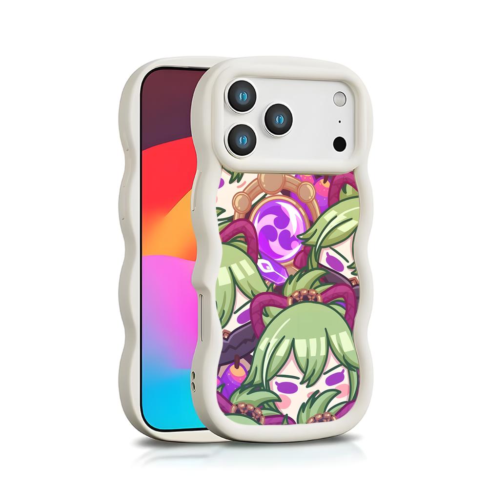 Spiel GI Kuki Shinobu Handyhülle für iPhone 17 16 15 14 13 12 11 Air Pro Max Plus Wellige Kante TPU Bunte Hülle Smartphone