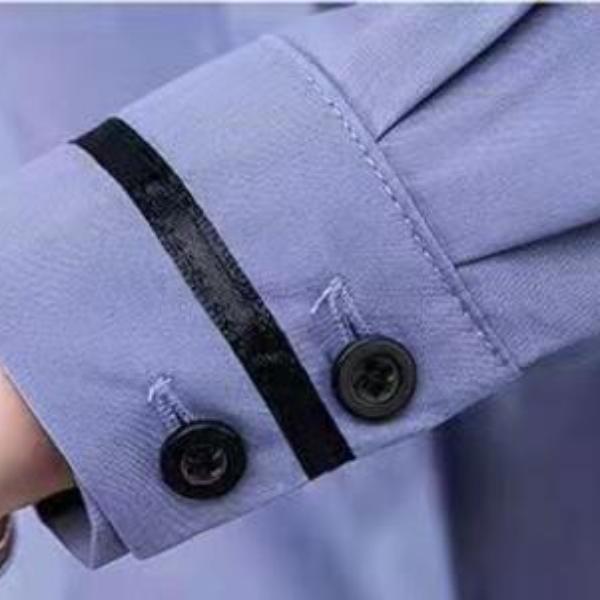 Damen Bluse Frühling Herbst Büro Solide Blau Weiß Tops Damen Langarm Büro Revers Dünnes Hemd