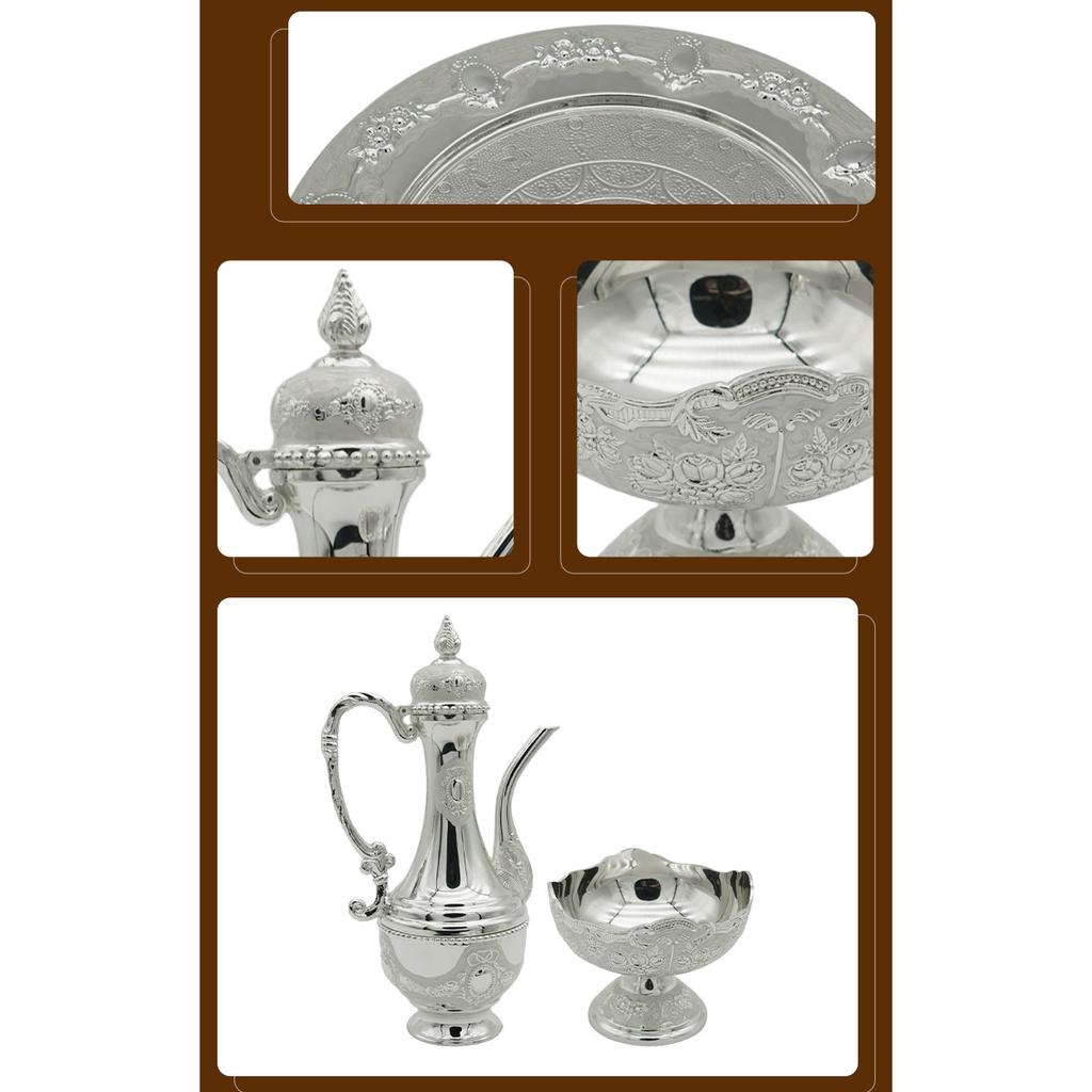 Set di 3 tazze da offerta europee Calice da altare Combinazione di brocca da vino Fornitura buddista Vintage per Havdalah Pasqua Regalo tradizionale