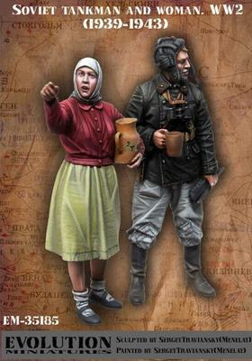 Evolution Miniatures WWII Russian Red Army Tank Crewman Asking a Village Woman How Is It Going Resin Kit 1/35 1939-43 EM-35185