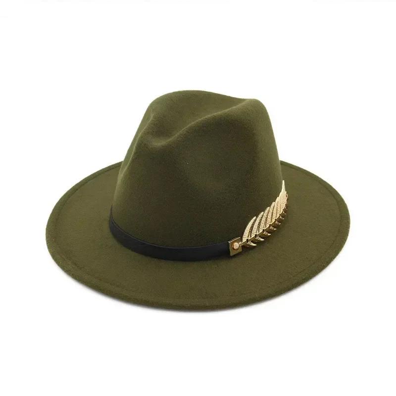 New Simple Fashion Formal Occasion Couples Woolen Hats Large Brimmed Jazz Hats Autumn and Winter Fashion British Vintage Hats