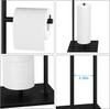 LIANTRAL Freestanding Toilet Paper Roll Dispenser, Toilet Paper Holder Stand with Top Storage Plate, Black Metal Frame, Black Patterned Plate