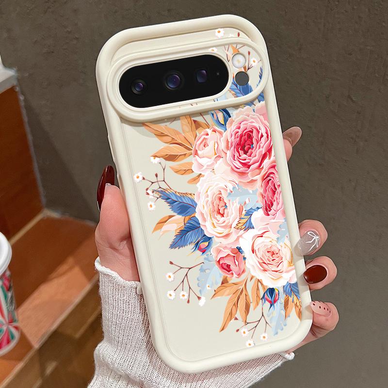 

Для Google Pixel 9 8 Pro Xl 8a противоударный желтый розовый цветочный узор силиконовый мягкий защитный чехол для линз однотонный противоударный матовый чехол для телефона Google Pixel 8A бежевый