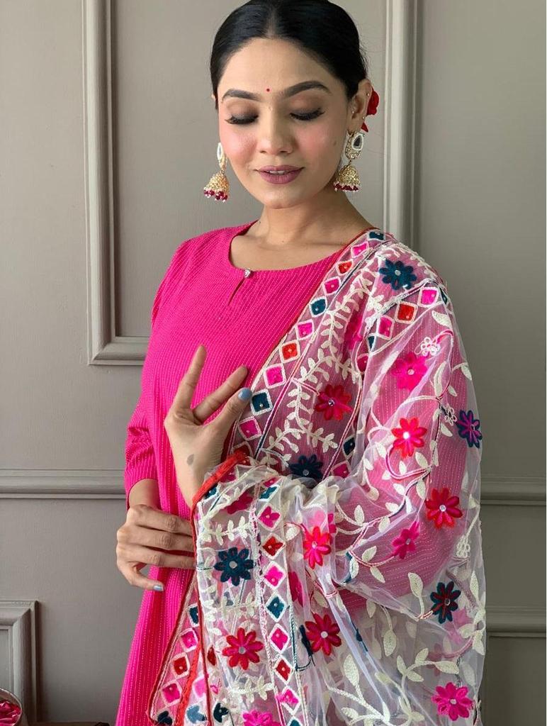 Indian Women Top Tunic Kurti Salwar Suit Designer Party Wear Kurta Pant Dupatta Set