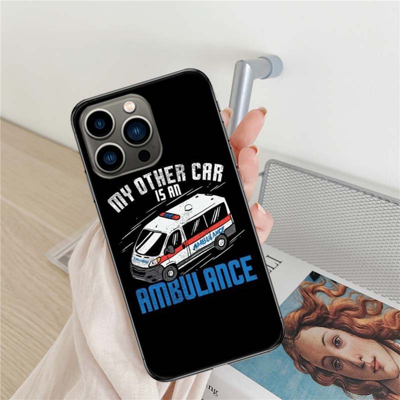 Paramedic Ambulance Wee Woo Phone Case For Iphone 17 Air 16 15 Pro Max 14 Plus 16E Coque 13 Pro 12 Mini 11 Clear Cover Silicone