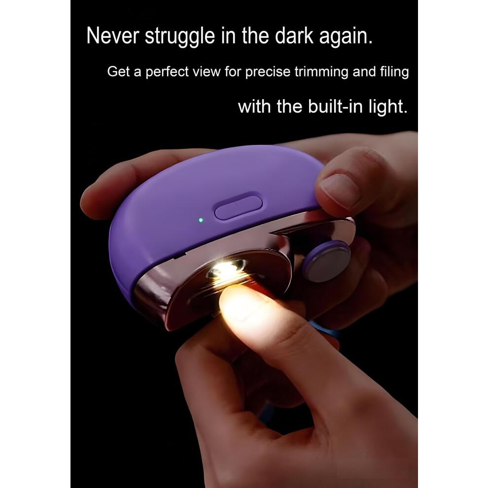 Electric Nail Clipper for Seniors with LED Light, Automatic Toenail Trimmer and Grinder Pink