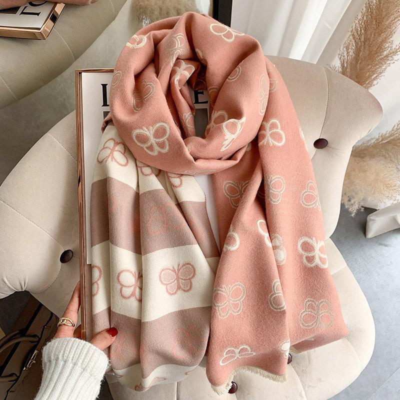 Autumn and Winter New Imitation Cashmere Jacquard Thick Scarf Women's Versatile Fashion Big Shawl Warm Scarf