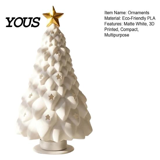 Versatile Decorative Candle Holders Christmas Tree Holder, 3D Printed Hollow Star Cutout Decorations Statue, Matte White Tabletop Decor for