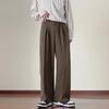 Korean Brown Coffee Workwear Design: Japanese Retro Loose Men's Wide-Leg Straight Casual Pants - INS Style.