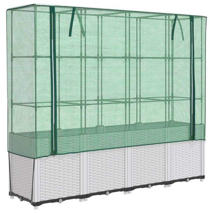 VidaXL Raised Planter with Rattan-Look Cover 160x40x153 Cm, Raised Garden Planter, Raised Flower Box, 4015845
