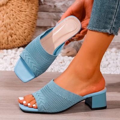 Damenschuhe Übergröße Damen 42 Sommer Neu Flyweave Außen Mode Flip-Flops Sandalen mit Kitten Heel und Hausschuhe