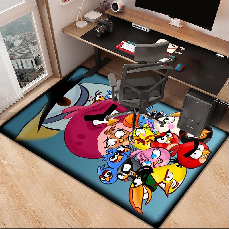 Red Birds Characters Collage Office Rug Chair Mat, Game Carpet, Suitable for Front Door, Bedroom, Living Room, Desk, Holiday Gift