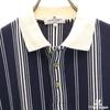 COURREGES Striped Pattern Short Sleeve Polo Shirt XS Navy Men's Used
