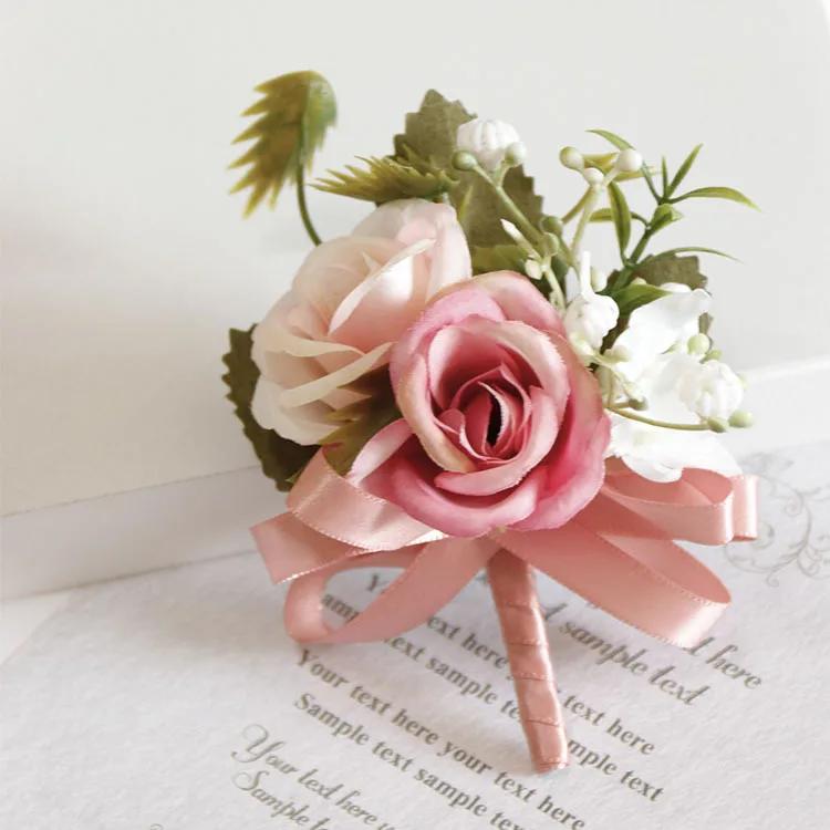 Meldel Corsage Men Wedding Rustic Boutonniere White Bridal Wrist Corsage Bridesmaid Groomsmen Party Meeting Personal Decorations