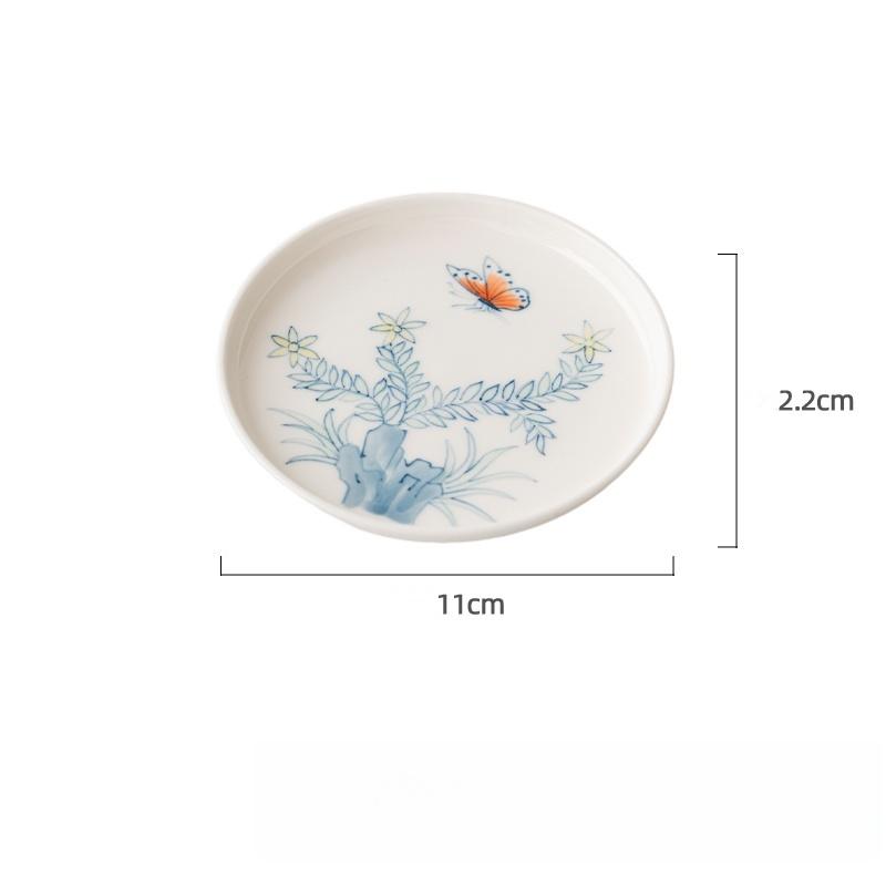 Pure Hand Painted Butterfly Flowers Jade Porcelain Gaiwan Chinese White Tureen Tea Bowl Kung Fu Tea Chawan Tea Cups Tea Ceremony