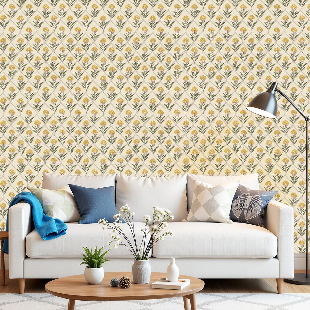 Vintage Floral Wallpaper 22.83"X118" Waterproof Wallpaper for Living Room/Bedroom/Bathroom PVC Wall Sticker
