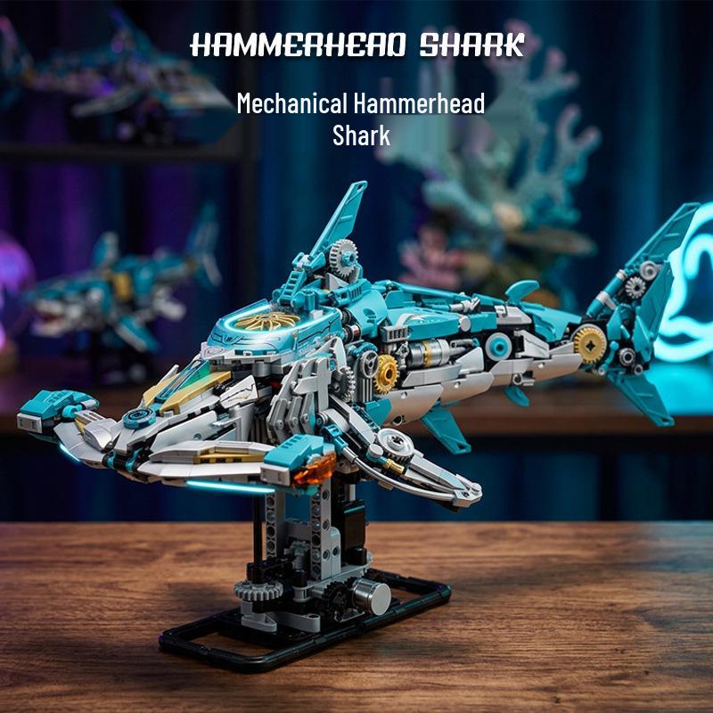 MeiJi 13059 Tier-Modellbausteine: Mechanisches Wal, Hai, Dinosaurier, Papagei, Gottesanbeterin Steckbausatz Spielzeug