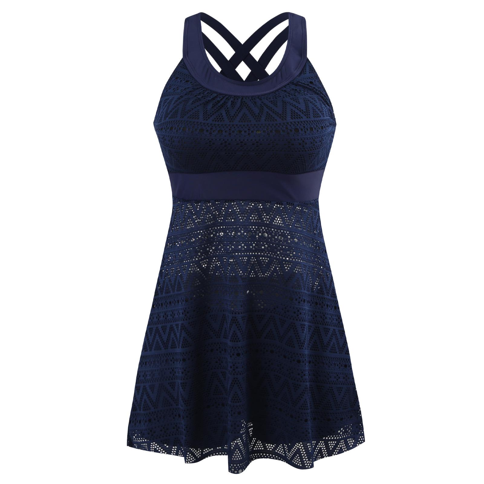 Купальники женские, сплошной цвет, европейский и американский раздельный купальник, женский консервативный купальник, сексуальный кружевной купальник M темно-синий