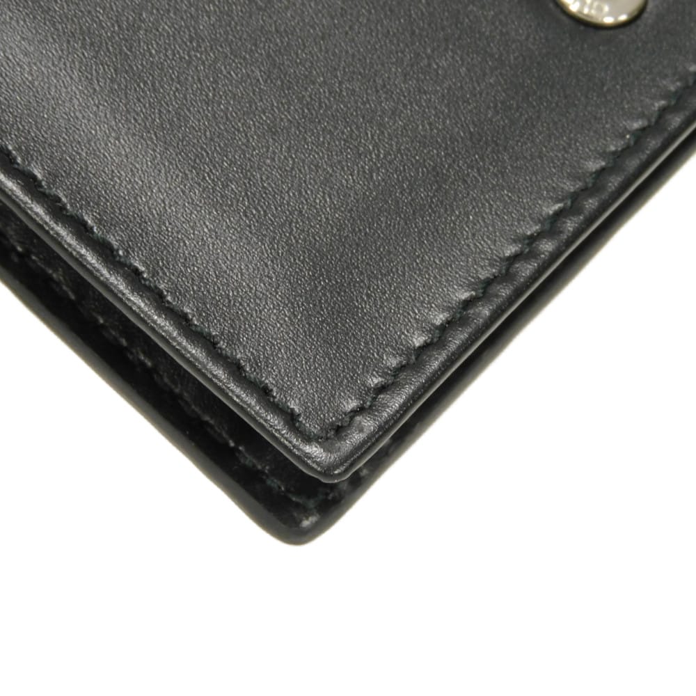 Used 9539 Guccissima Card Holder 779844 CWC1N 4009 7946 Bifold Flap Gusset Compartment with GG Embossing Black Men's