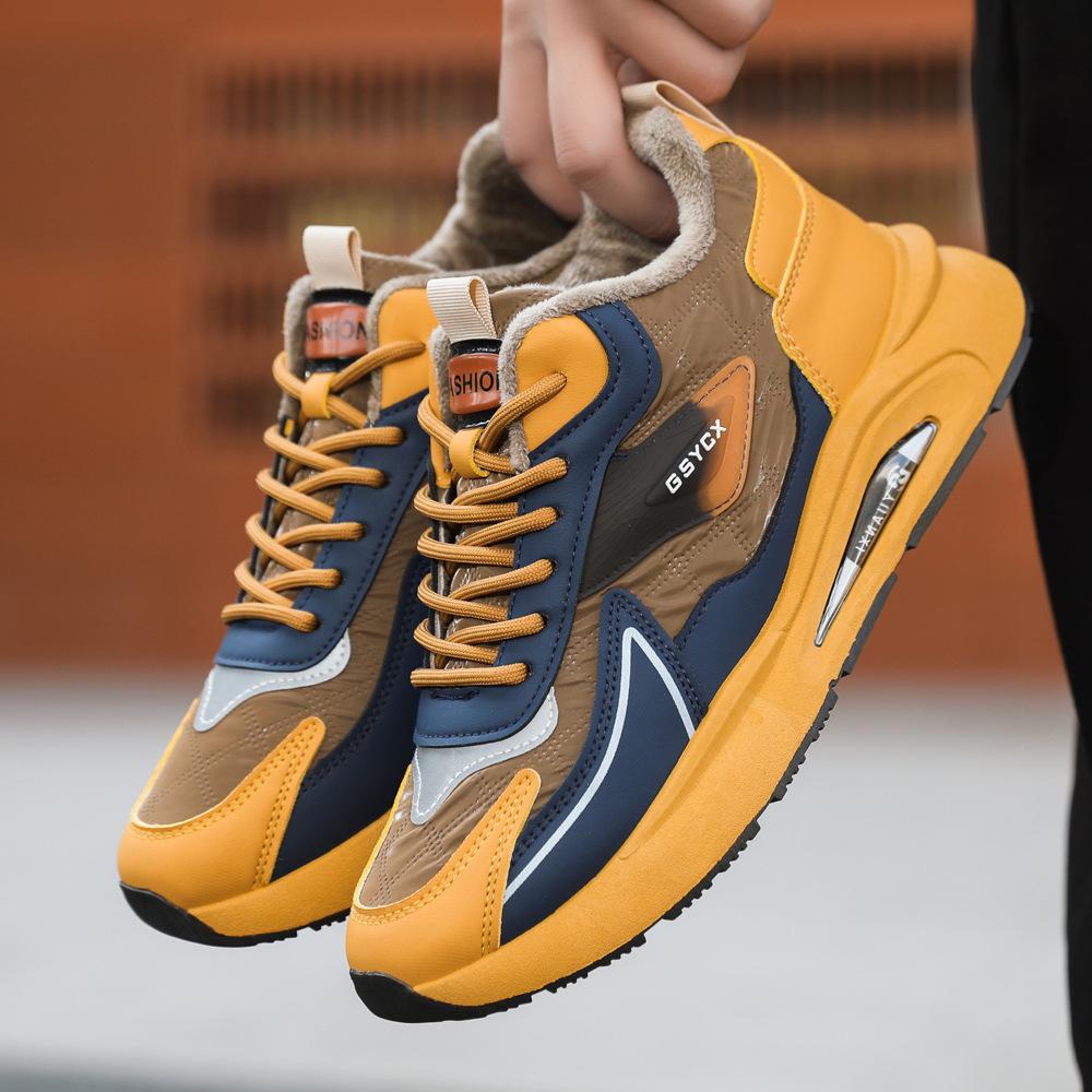 

Хлопковая обувь мужская зимняя с мехом, интегрированные зимние ботинки, мужская утолщенная бархатная теплая водонепроницаемая обувь из двух видов хлопка для спорта, мужская 39