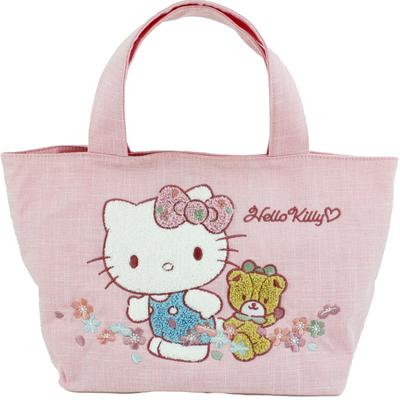 Yasuda Tsusho Sagara Embroidered Tote Bag, Hello Kitty, Pink, 620