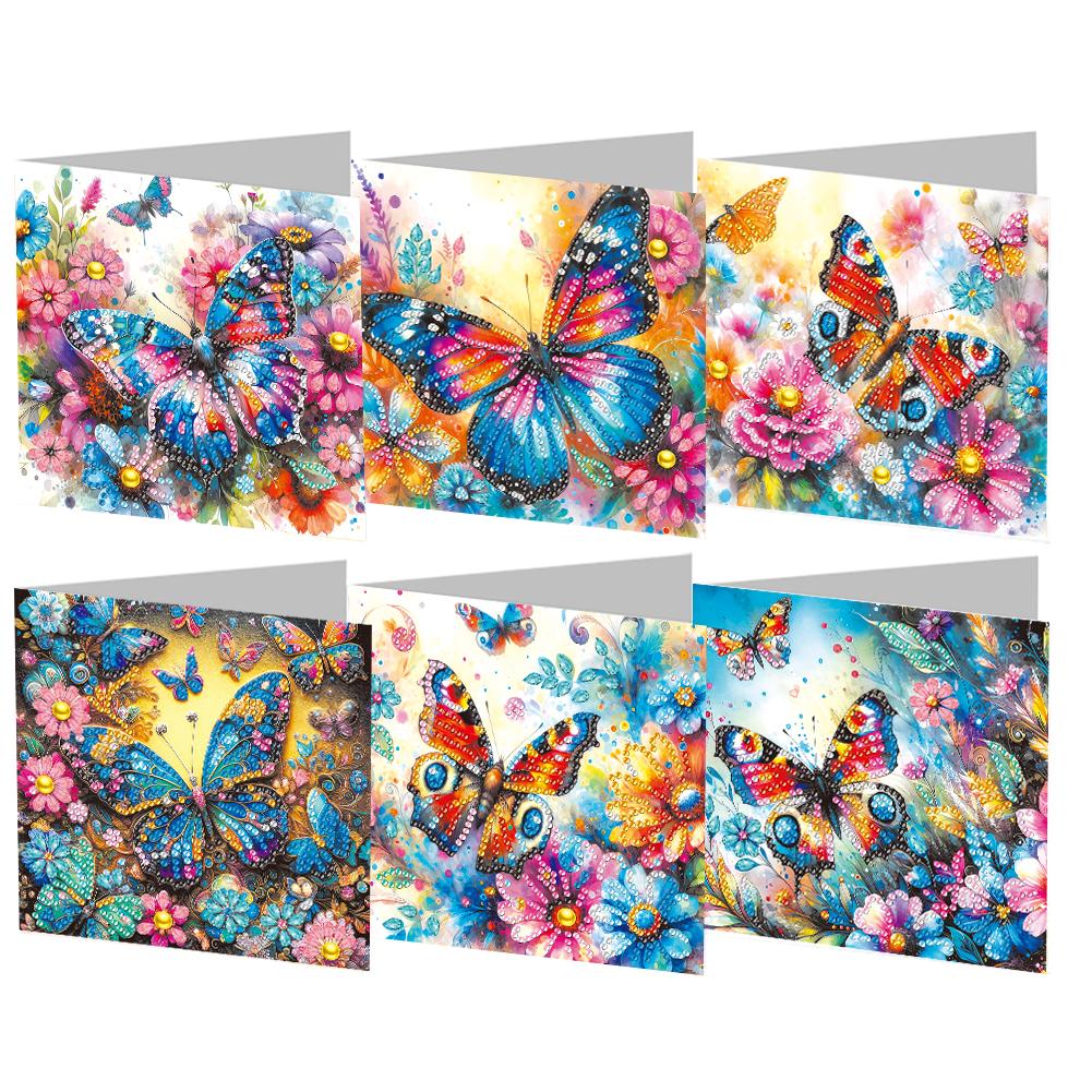 6pcs Diamond Painting Gift Card DIY Diamond Art Greeting Cards Diamond Painting Greeting Thank You Card Arts Crafts for Birthday