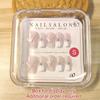 100% HANDMADE Coffin Shape Fake Nail Set With Glue Art Gentle French Milky White Nude Pink Color Contrast Pearl Line Hand-Painted Nails Reusable