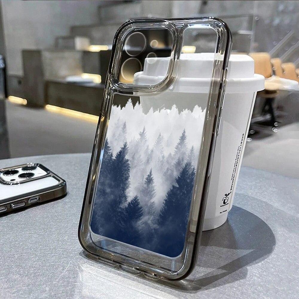Mountain Forest Cloud Clear Phone Case For iPhone 13 Pro Max Case For iPhone 11 14 Pro Max XS 12 Pro Max X XR 7 8 SE2 SE 3 Cover
