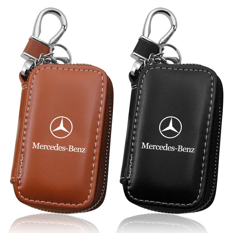 1ks Kožený Znak Pouzdro na Klíče od Auta Klíčenka Zipové Pouzdro Taška Pro Mercedes Benz AMG GLC GLA CLA GL A B C E S Třídy W176 W246 W205 X253 X156 C117