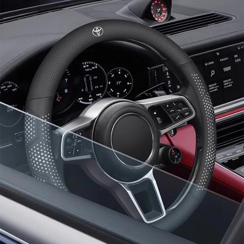 Hot For Toyota For Toyota 2026 New Hub Caps 38cm Diameter Leather Car Steering Wheel Cover For Toyota Corolla Aygo CHR Camry Rav
