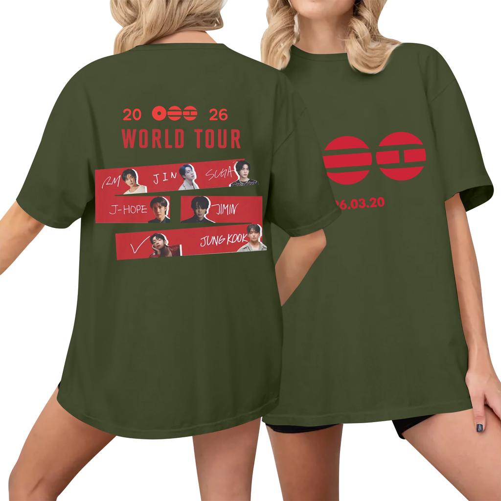 Women's Casual Printed T-Shirt Round Neck Pullover Short Sleeve Top