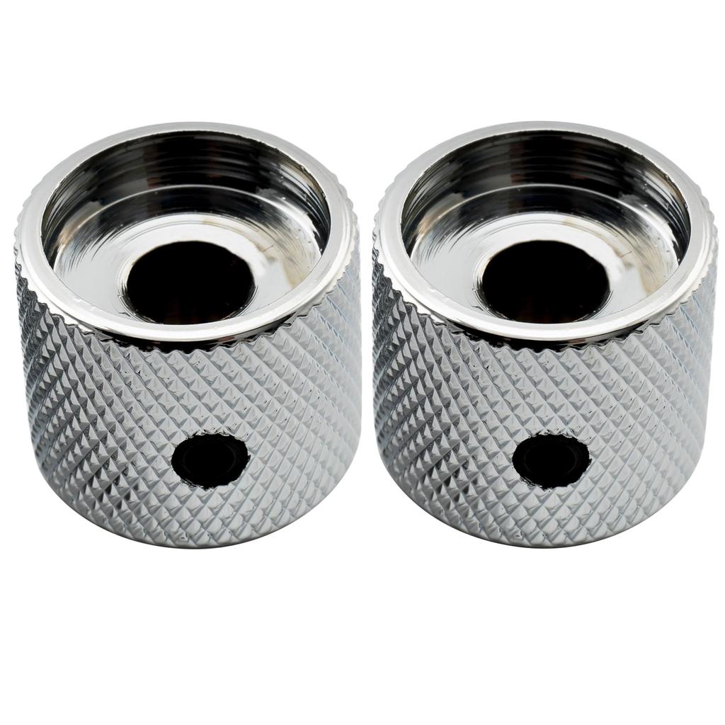 Musiclily Pro Steel Abalone Dome Universal Fitting for Electric Chrome of 1/4" Knobs, Side-Threaded, Guitar/Bass, (Set 2)