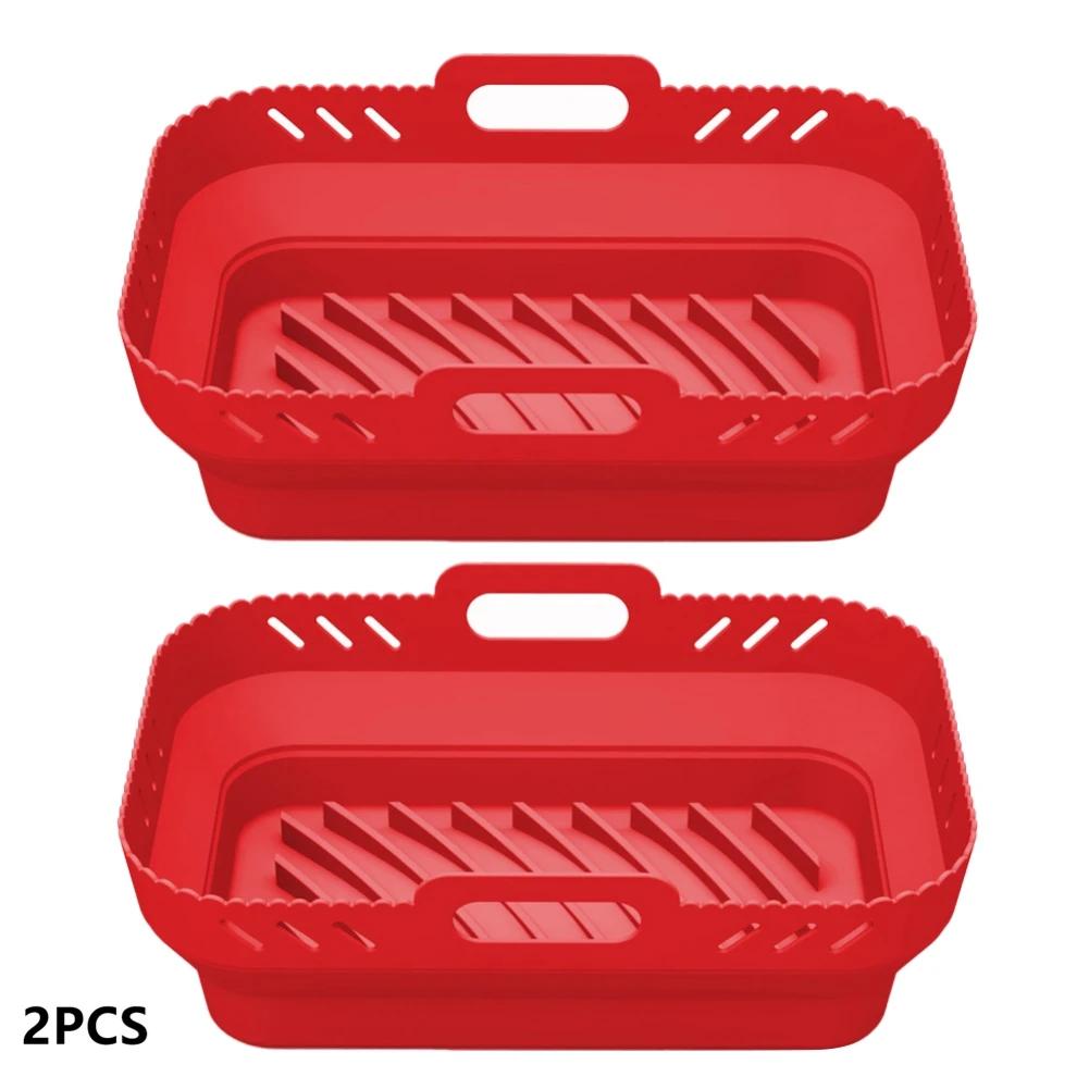 2pcs Foldable Silicone Air Fryer Liner for Ninja Dual Air Fryer Accessories Reusable Silicone Pot Grill Pan Kitchen Baking Tools