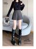 Woolen Grey Wide-Leg High-Waisted Plus-Size Shorts for Women - Autumn/Winter 2025 Collection