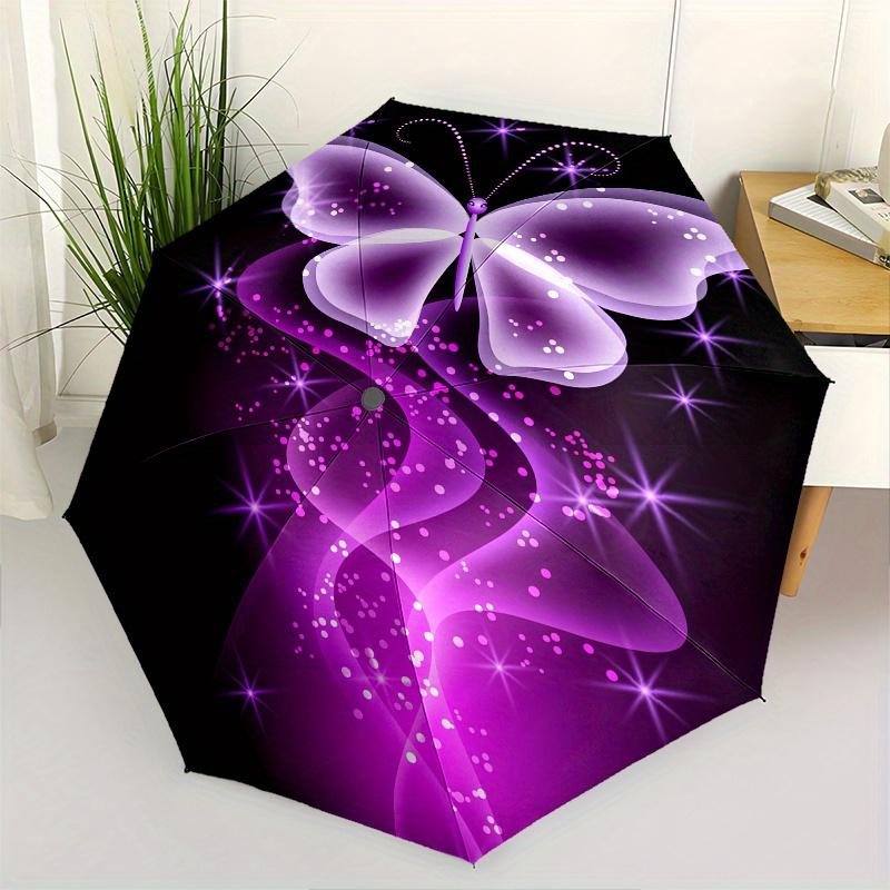 

Glowing Purple Butterfly Wall Stickers, Sparkly Home Decor Art DecalsUmbrella, Cute Umbrella with Cute Design, Portable 3-Fold Compact Umbrella for Me