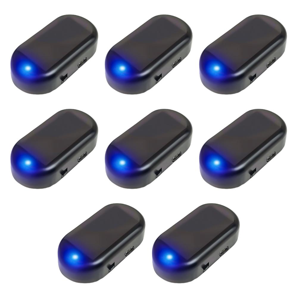 Solar Powered Car Fake Security Light Blue/Red Light LED Flashing Light Simulated Car LED Warning Light Anti-Theft Caution Lamp