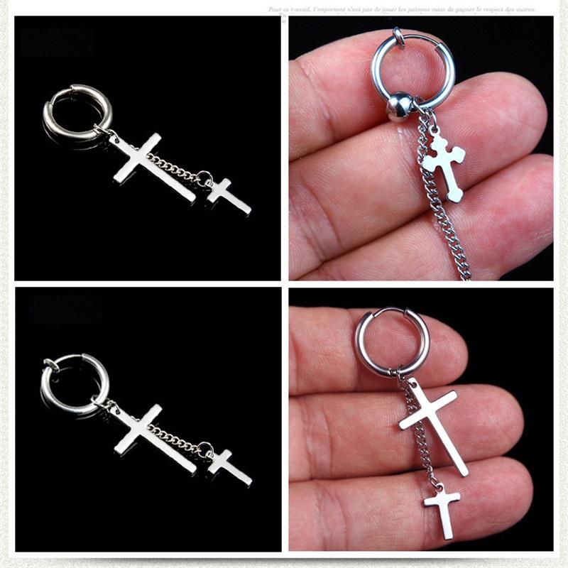 New Arrival Stainless Steel Stud Earrings Cross Star Scorpion Tassel For Women Men Fashion Hip Hop Ear Jewelry Gifts