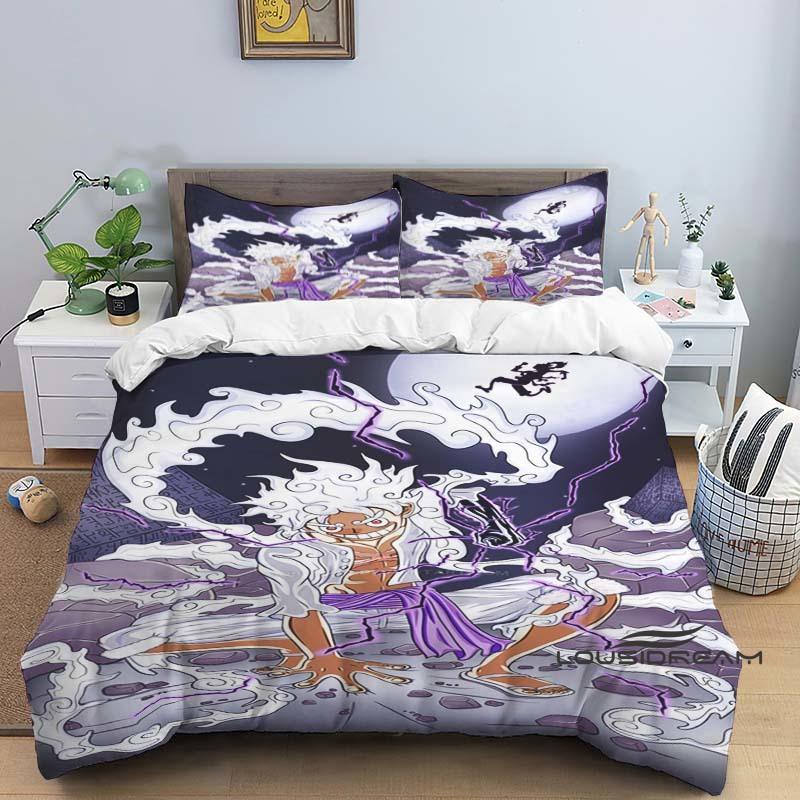 3-piece ONE PIECE Monkey D. Luffy Cartoon Bedding Set (duvet Cover and Pillowcases), Extra-large/large Size, Polyester, Machine