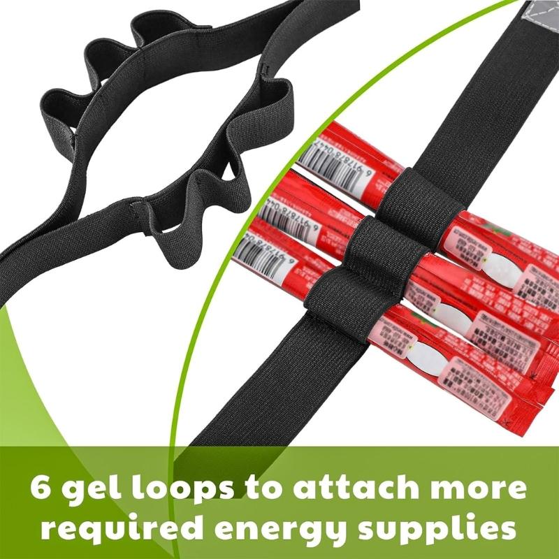 2Pcs Elastic Sport Waist Belts Race Bib Holder Adjustable Running Waistband with 6 Elastic Rings for Triathlon Cycling