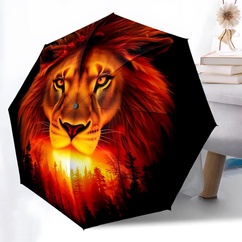 

1pc Lion Face Automatic Umbrella - Automatic Opening And Closing, Sturdy Iron Frame, Portable Folding Design yy251018219